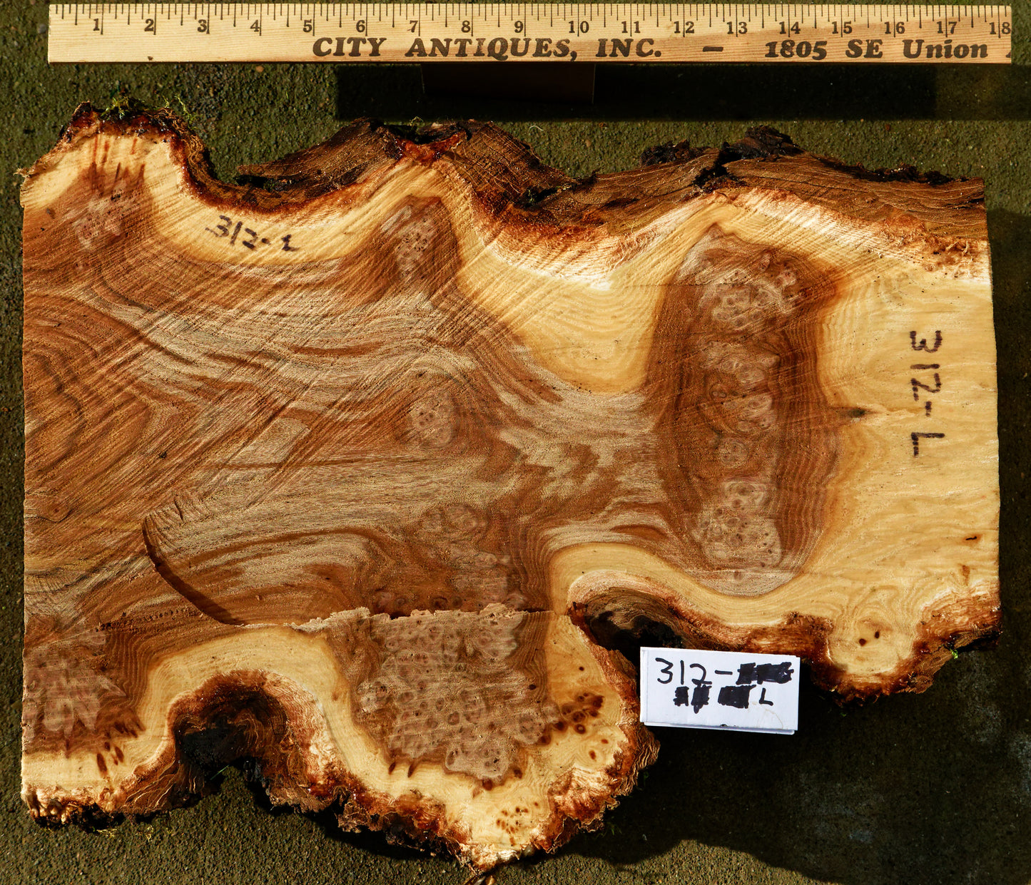 wood platter, wall hanging, tabletop, Charcuterie Cheese Board, Serving platter, burl live edge, 2" tall x 17 x 12", 2 lbs, Wabi Sabi, 312-L