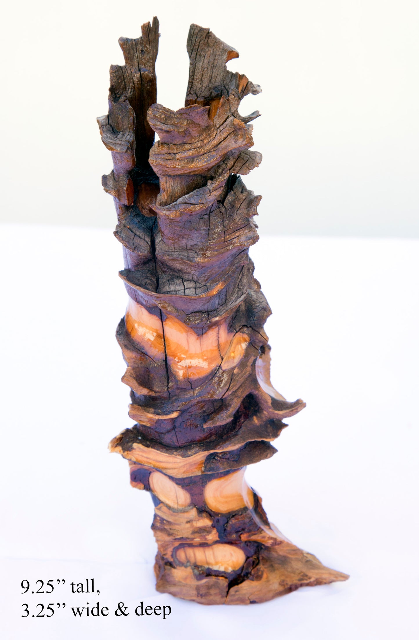 Rustic natural wood knot bud vase with plastic insert, 9.25” tall x 3.9, brown and golden yellow – handmade unique rustic wooden vase