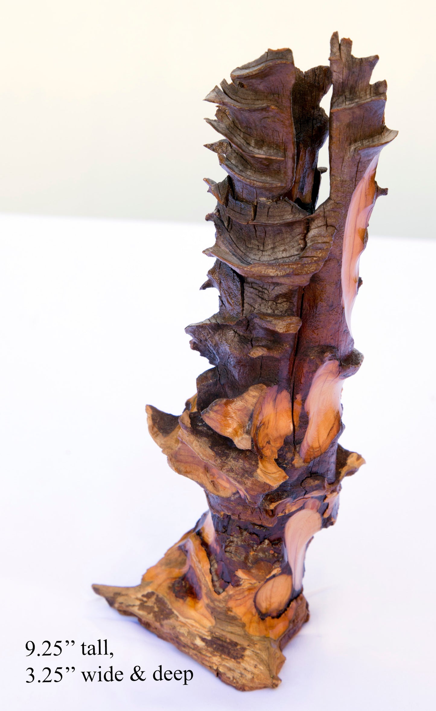 Rustic natural wood knot bud vase with plastic insert, 9.25” tall x 3.9, brown and golden yellow – handmade unique rustic wooden vase