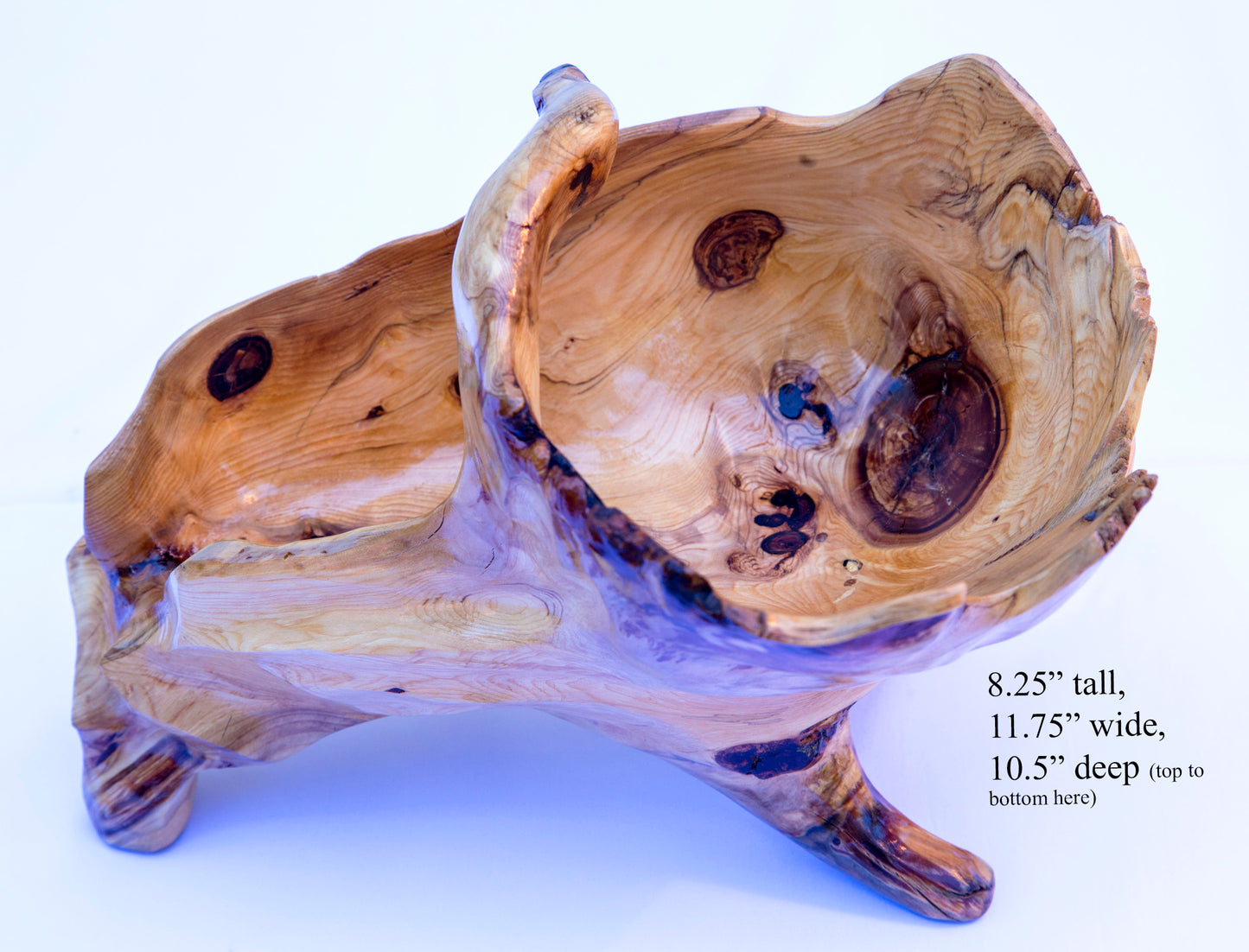 rustic, Wood bowl, one of a kind, irregular, exotic, 8” x 12” x 10”, upcycled, cabin, home log cabin décor, unique furnishings, 221-A