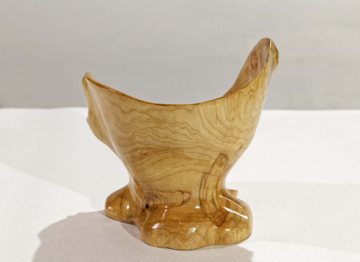 Maple wood bowl, decorative, one-of-a-kind, exotic wood bowl, unique bowl, flowing lines, 7.7” tall x 7.4” wide, yellow gold maple, 142-C