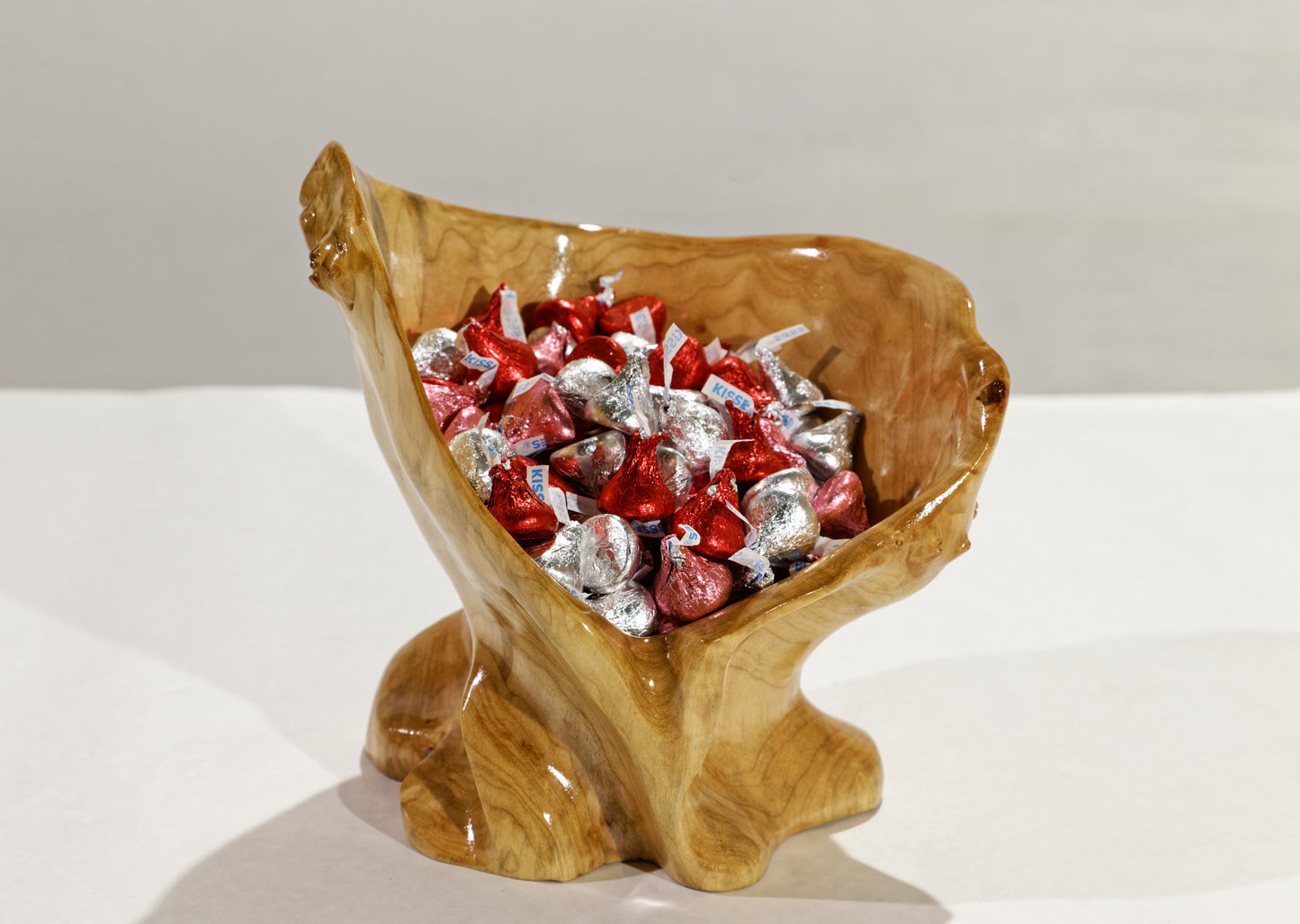 Maple wood bowl, decorative, one-of-a-kind, exotic wood bowl, unique bowl, flowing lines, 7.7” tall x 7.4” wide, yellow gold maple, 142-C