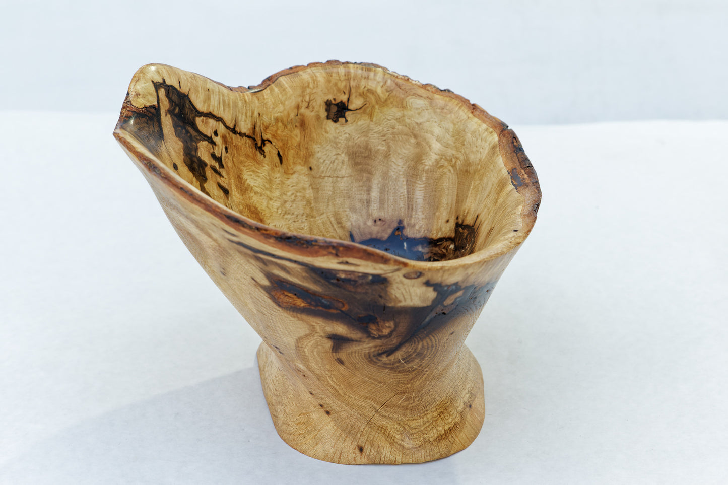 Burl bowl, wood sculpture, outstanding grain patterns, white oak, brown yellow, tan black, 6" x 9" x 8'', 1 lb., 14 oz, rich figuring, 100% unique, 360-B