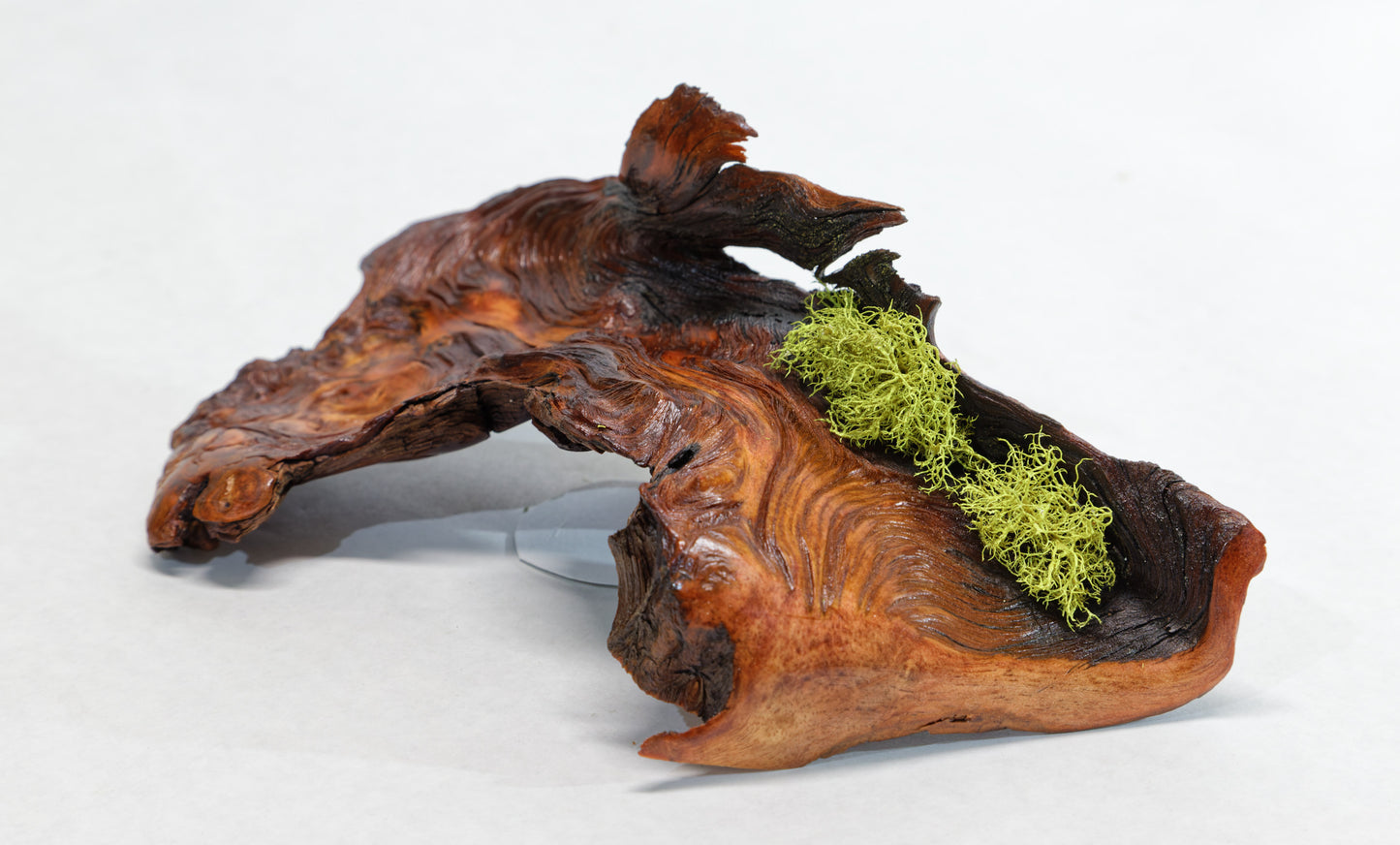 Rustic wood desktop sculpture, asymmetric Ponderosa pine tabletop mini sculpture, lichens, 2.38" tall x 8.2 long x 4,7 wide, Wabi Sabi, 394-A