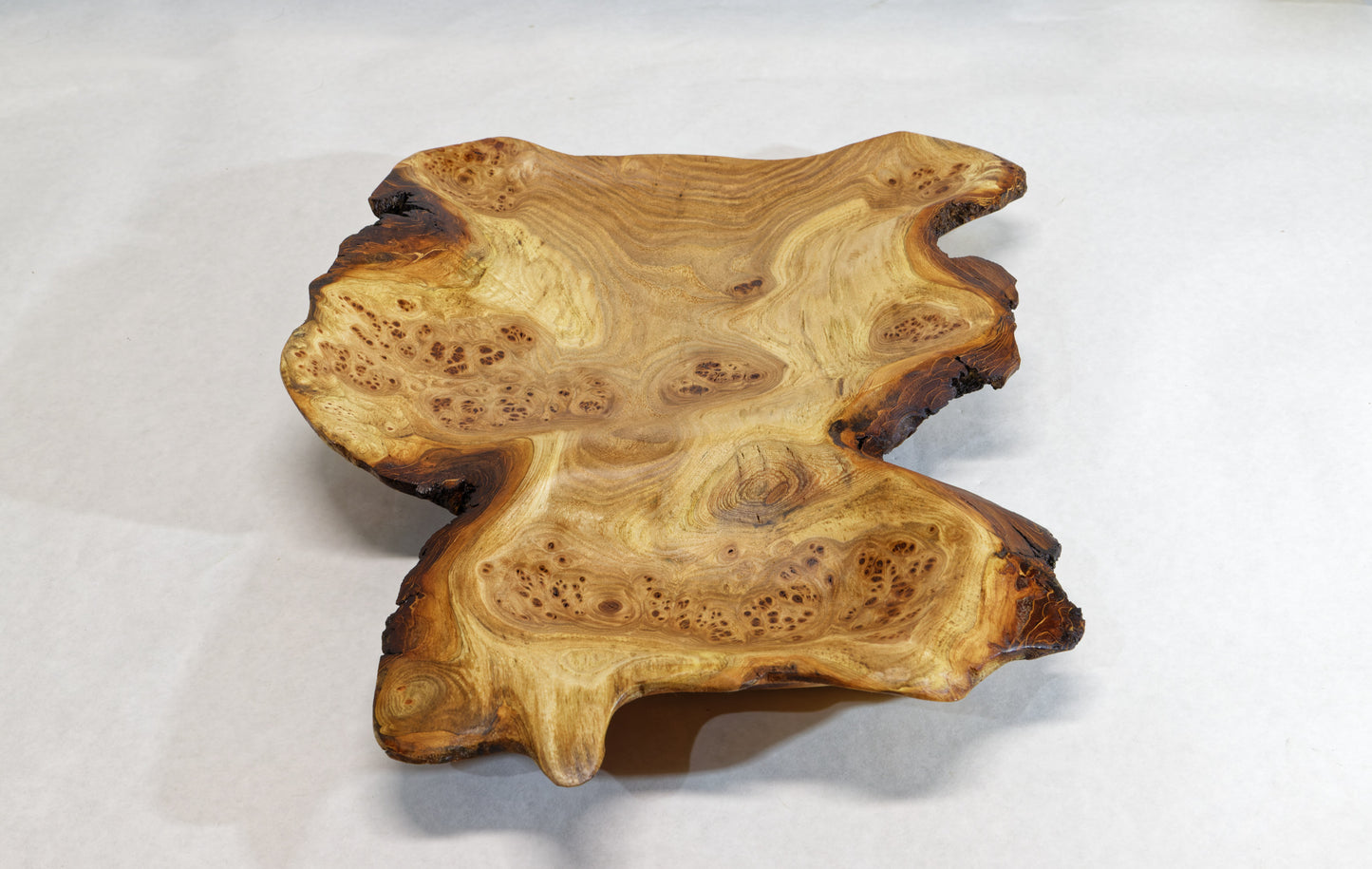 wood platter, wall hanging, tabletop, Charcuterie Cheese Board, Serving platter, burl live edge, 2" tall x 17 x 12", 2 lbs, Wabi Sabi, 312-L