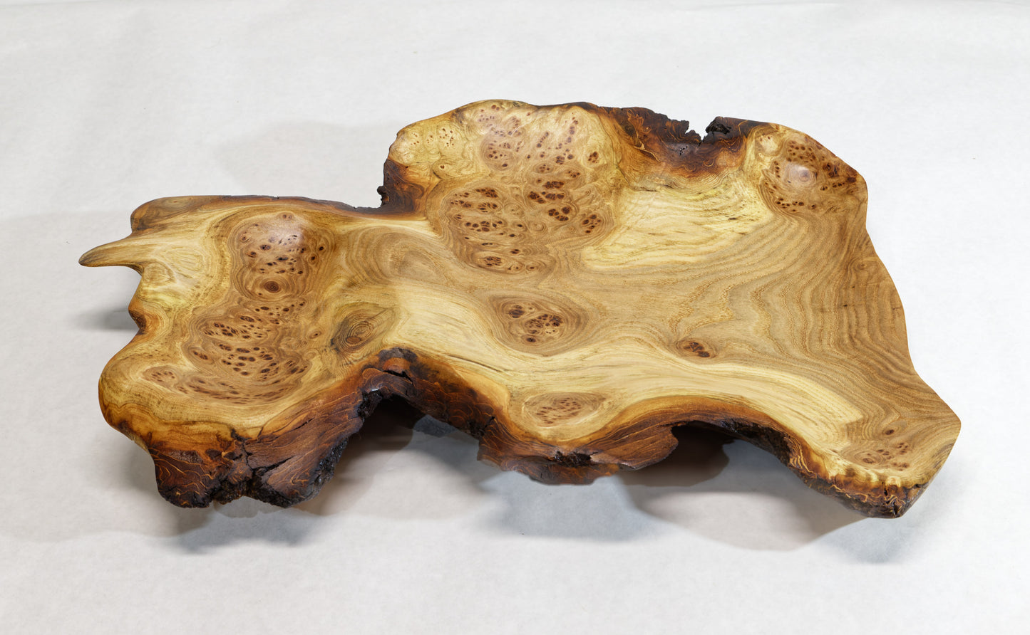 wood platter, wall hanging, tabletop, Charcuterie Cheese Board, Serving platter, burl live edge, 2" tall x 17 x 12", 2 lbs, Wabi Sabi, 312-L