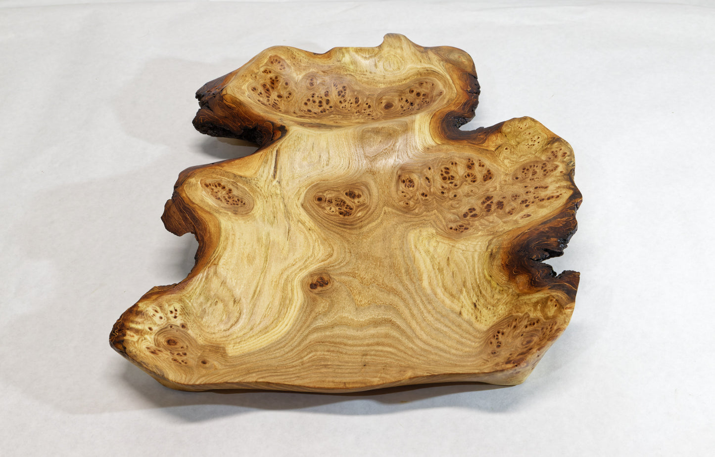 wood platter, wall hanging, tabletop, Charcuterie Cheese Board, Serving platter, burl live edge, 2" tall x 17 x 12", 2 lbs, Wabi Sabi, 312-L