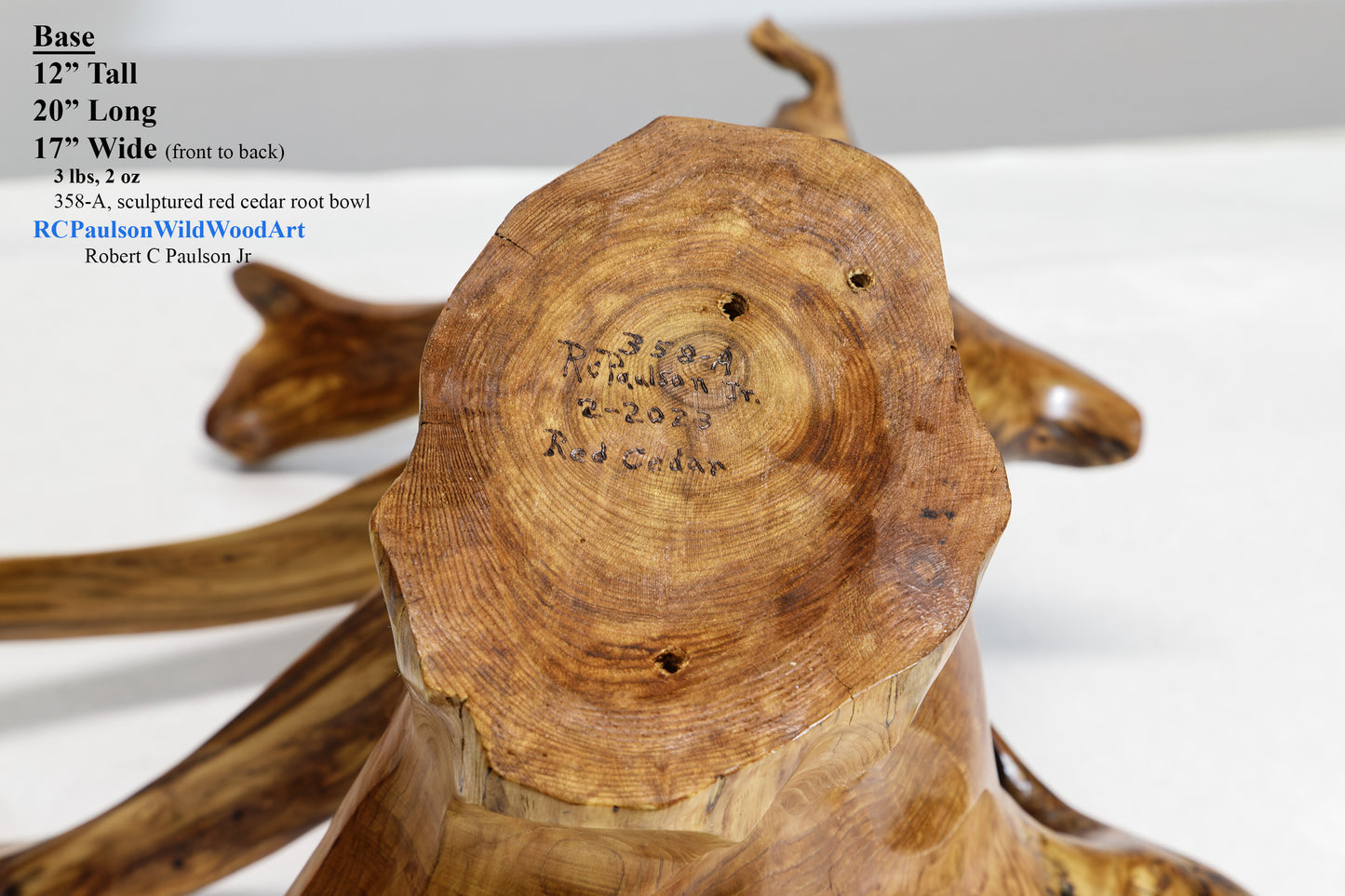 Exotic branching cedar bowl, unique twisted fancy wood, rustic decorative designer bowl, curves, 12 inch tall, 17 wide, 20 long, 3 lbs, 358-A