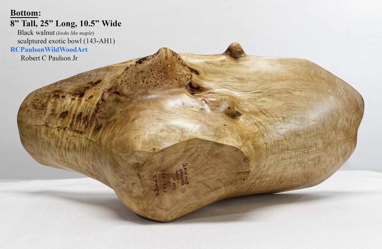 Wood bowl, large exotic bowl, walnut burl, figured fancy wood, designer bowl, best decor, curves, 8 inch tall, 10.5 wide, 25 long, 5 lbs, 9 oz, asymmetric