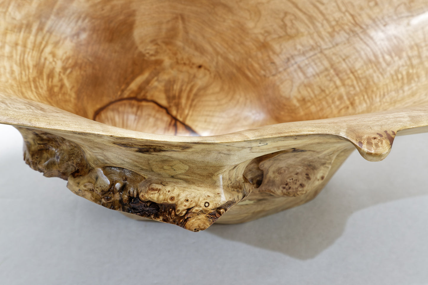 Wood bowl, large exotic bowl, walnut burl, figured fancy wood, designer bowl, best decor, curves, 8 inch tall, 10.5 wide, 25 long, 5 lbs, 9 oz, asymmetric