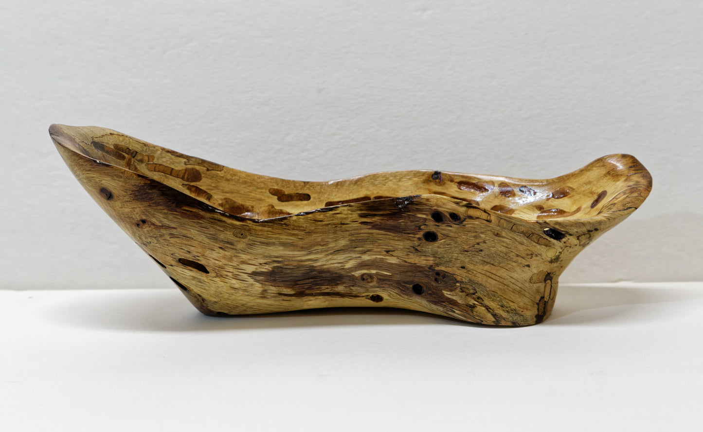 Once buggy oak wood bowl, blond, rustic, decorative woo, 435-B