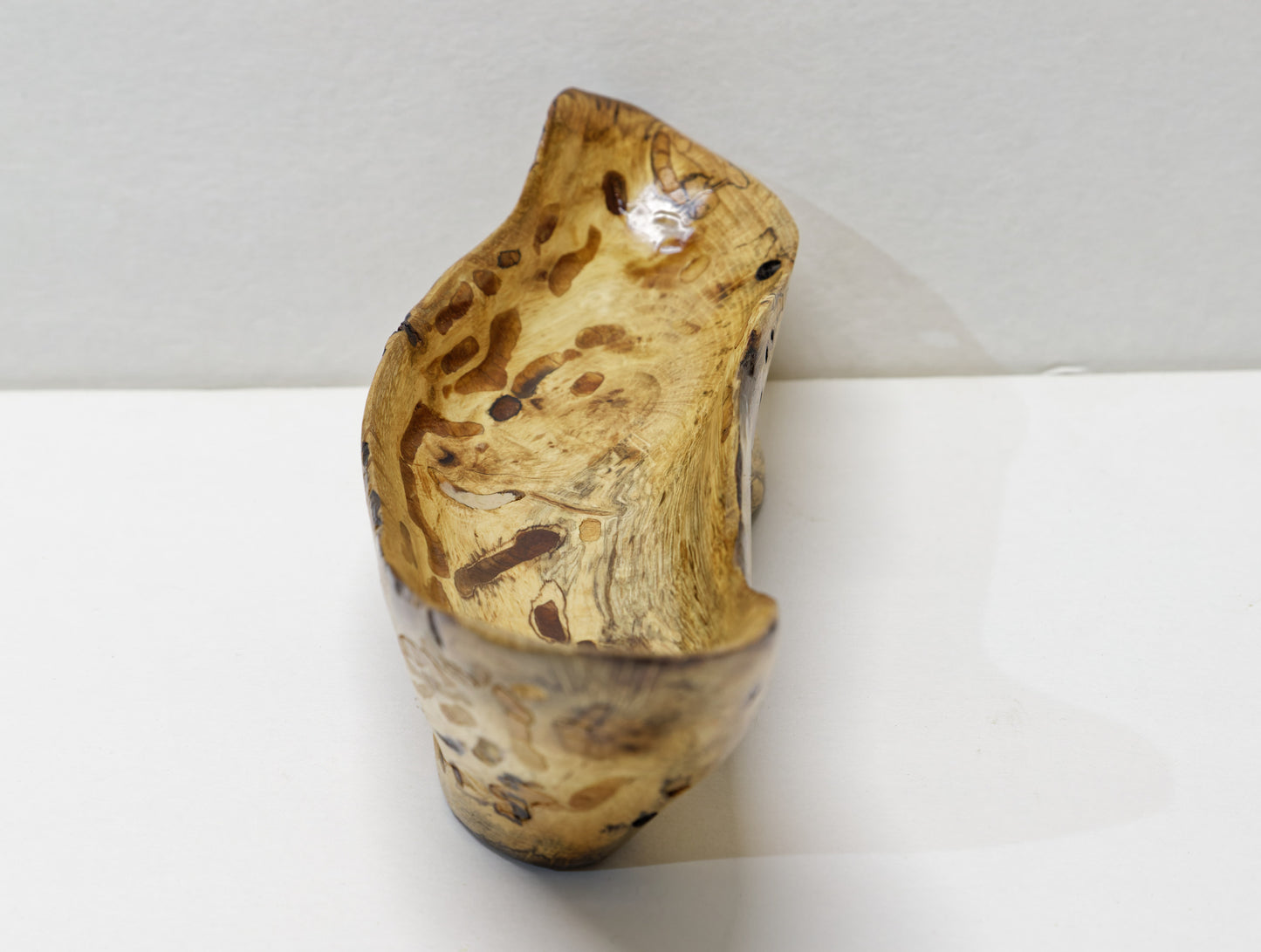 Once buggy oak wood bowl, blond, rustic, decorative woo, 435-B