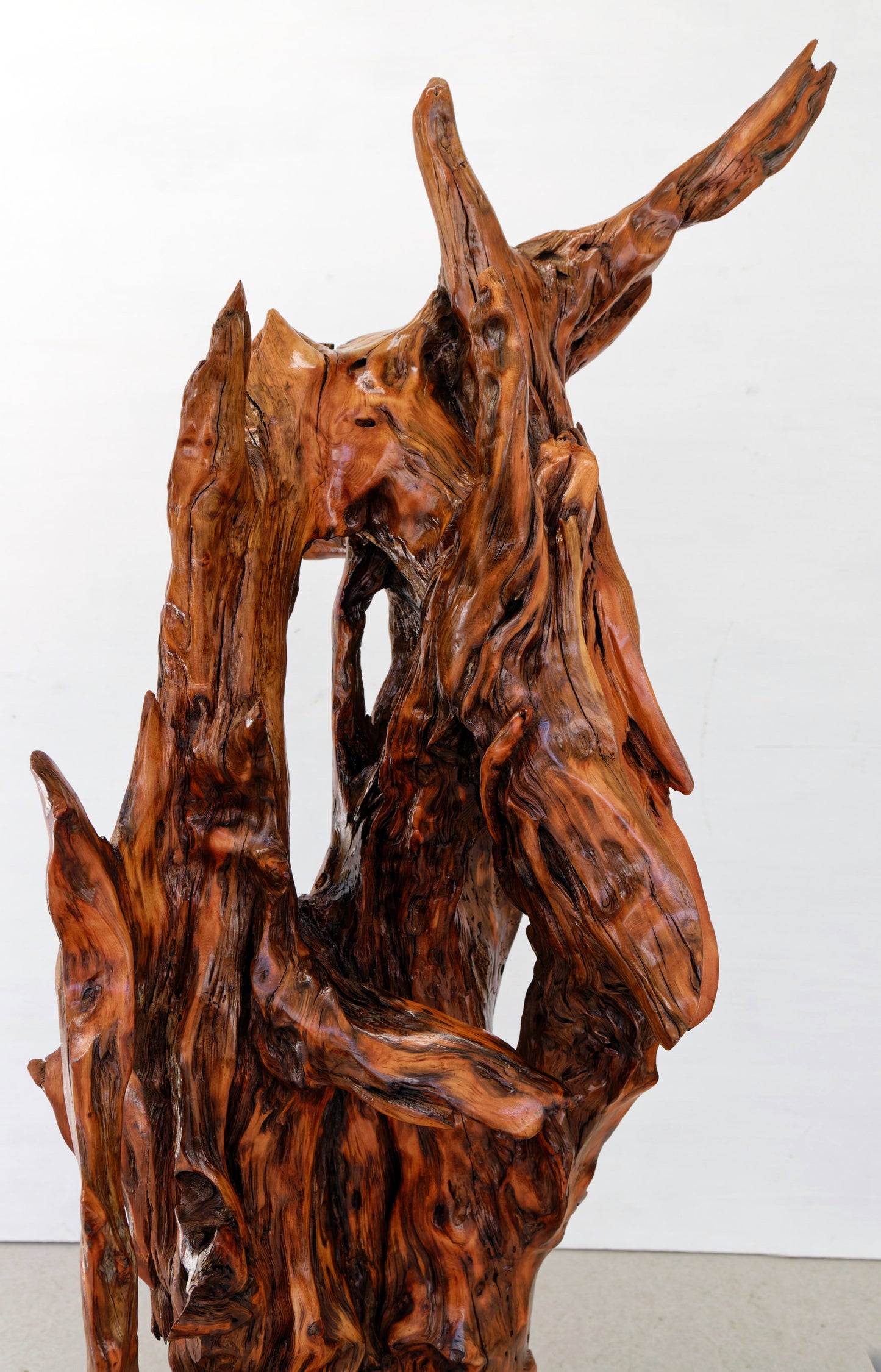 gorgeous floor & tabletop wood root sculpture, one-of-a-kind freeform wooden sculpture, 35 Tall x 17 x 14", 18 lbs, upcycled, Wabi Sabi, 332-A