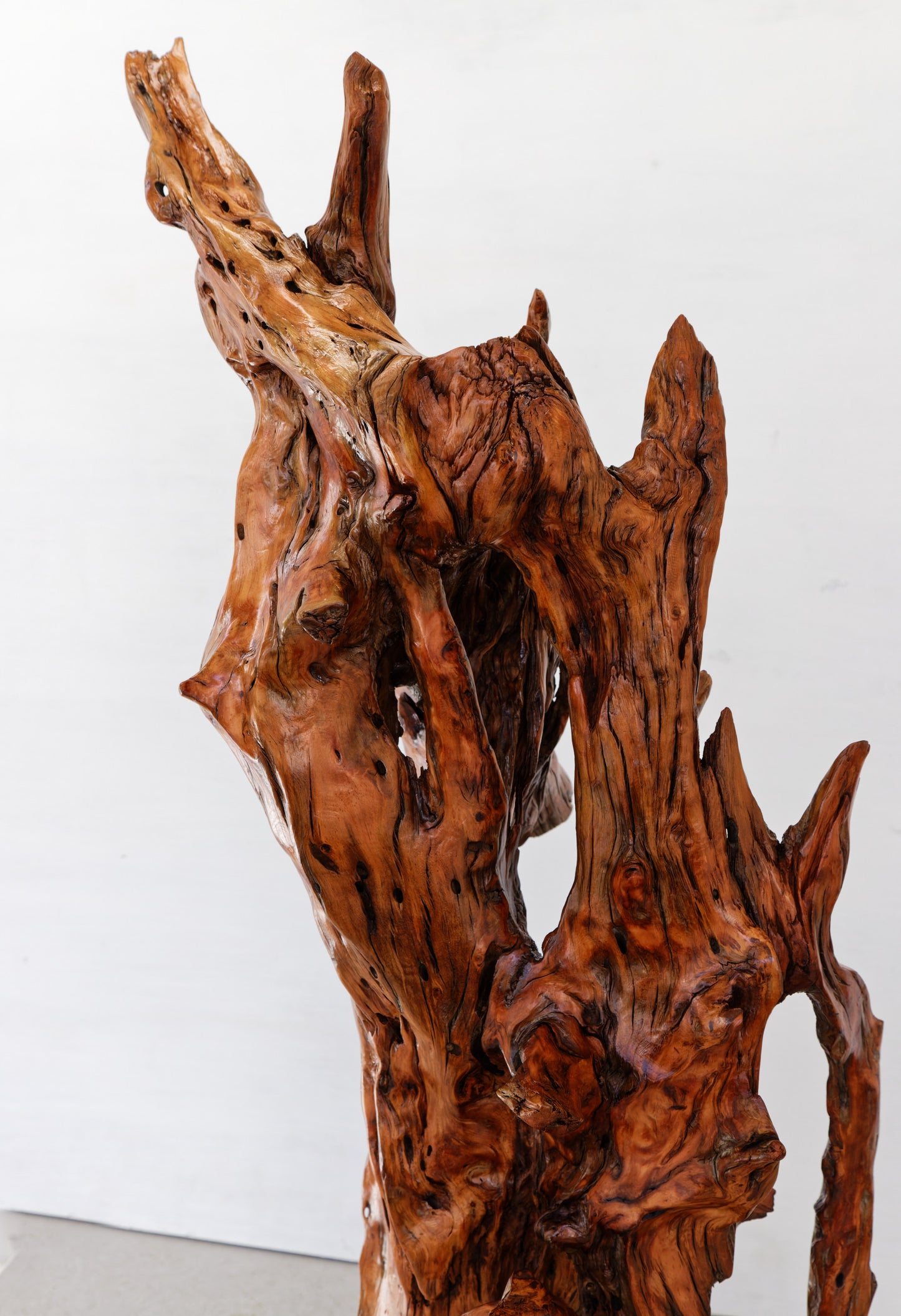 gorgeous floor & tabletop wood root sculpture, one-of-a-kind freeform wooden sculpture, 35 Tall x 17 x 14", 18 lbs, upcycled, Wabi Sabi, 332-A