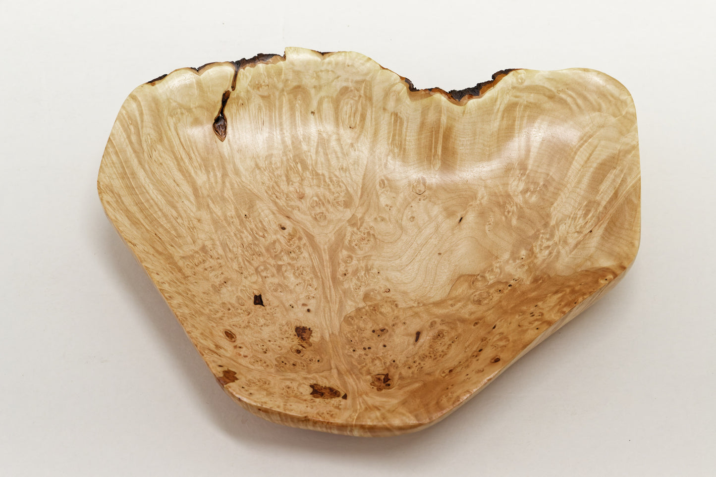 Bigleaf maple heart shaped bowl, live edge, catchall, 2 inches Tall x 12.5 x 9.5 , one of a kind, asymmetric, sculptured wood bowl, 469-B