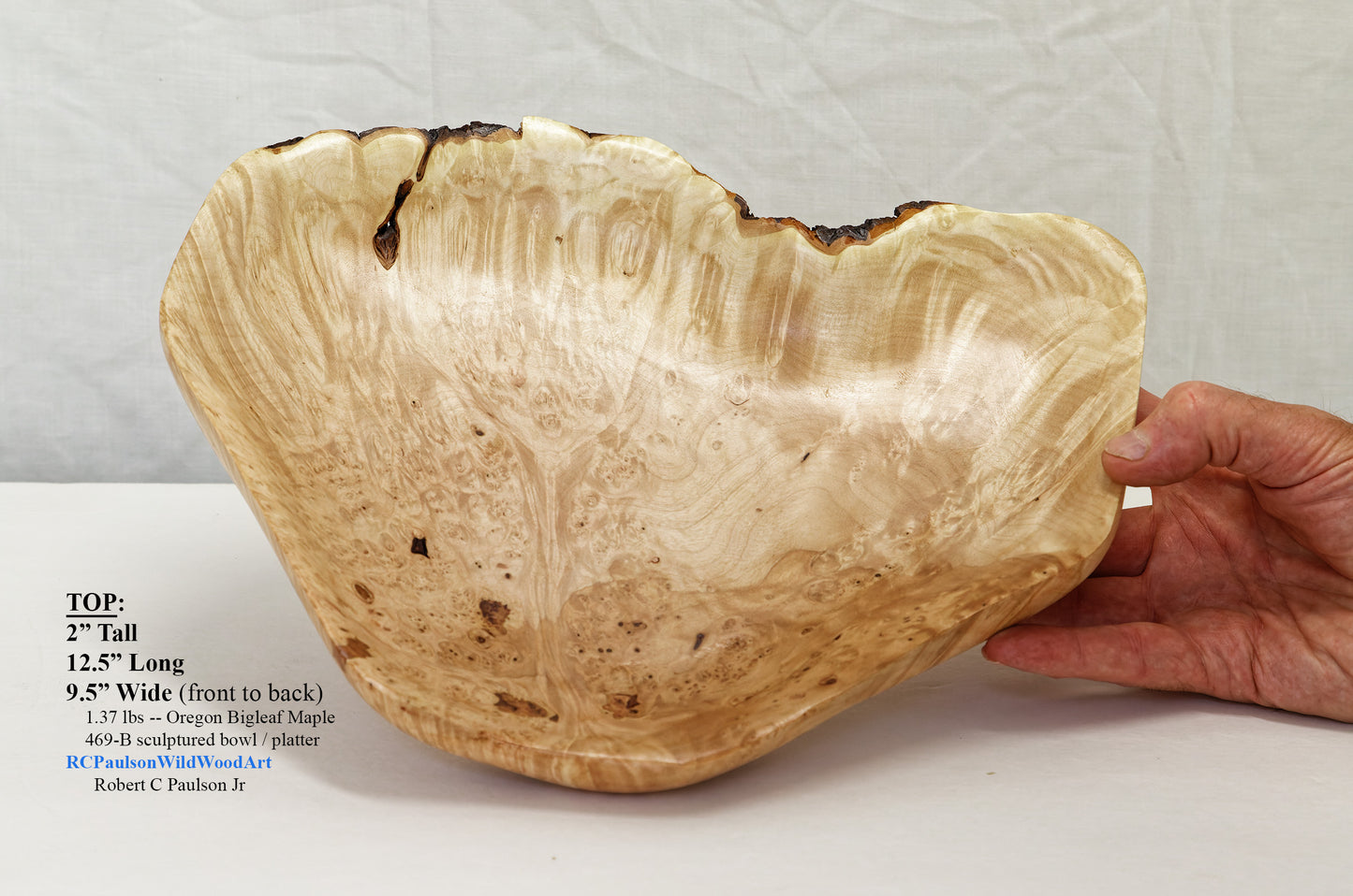 Bigleaf maple heart shaped bowl, live edge, catchall, 2 inches Tall x 12.5 x 9.5 , one of a kind, asymmetric, sculptured wood bowl, 469-B
