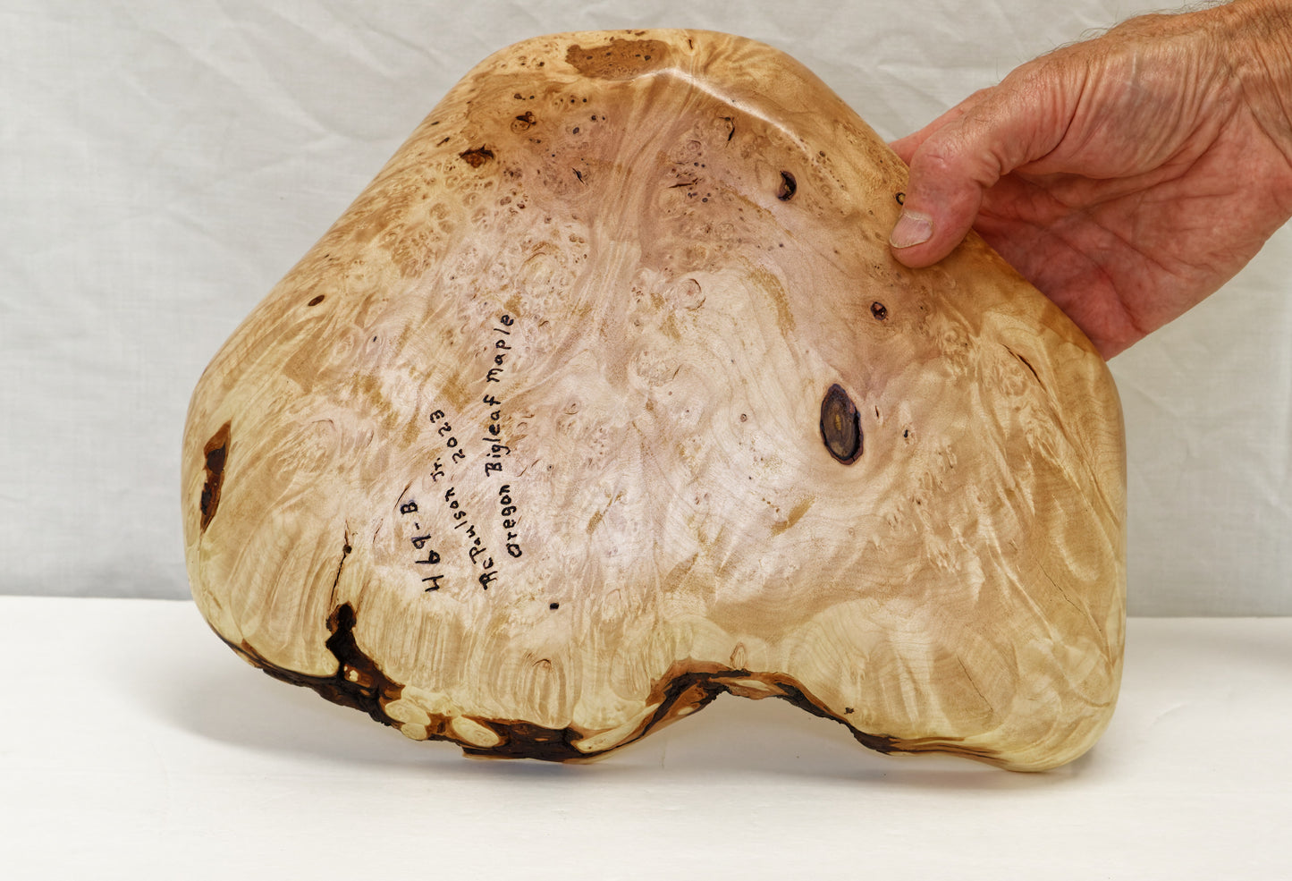 Bigleaf maple heart shaped bowl, live edge, catchall, 2 inches Tall x 12.5 x 9.5 , one of a kind, asymmetric, sculptured wood bowl, 469-B