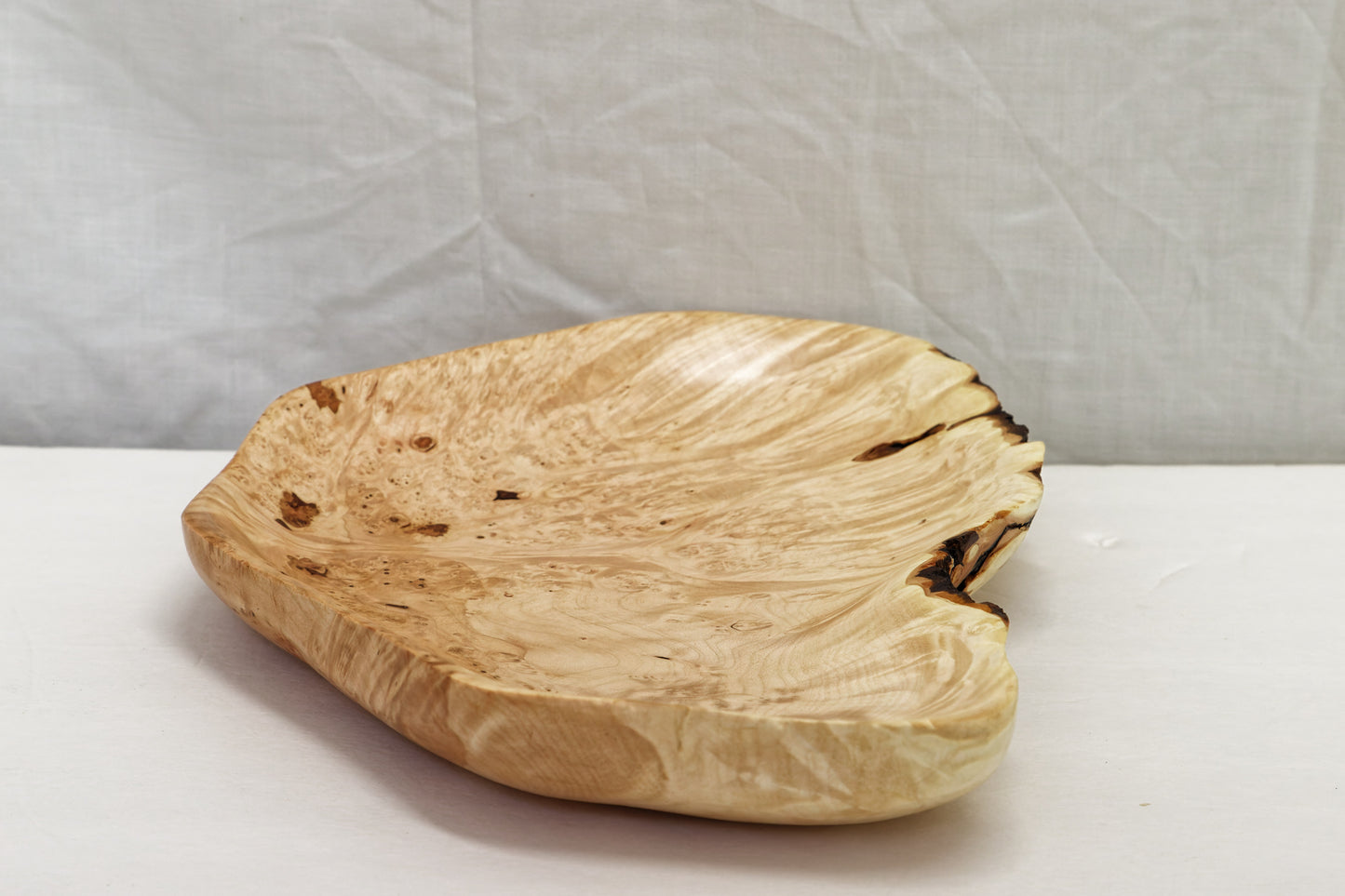 Bigleaf maple heart shaped bowl, live edge, catchall, 2 inches Tall x 12.5 x 9.5 , one of a kind, asymmetric, sculptured wood bowl, 469-B