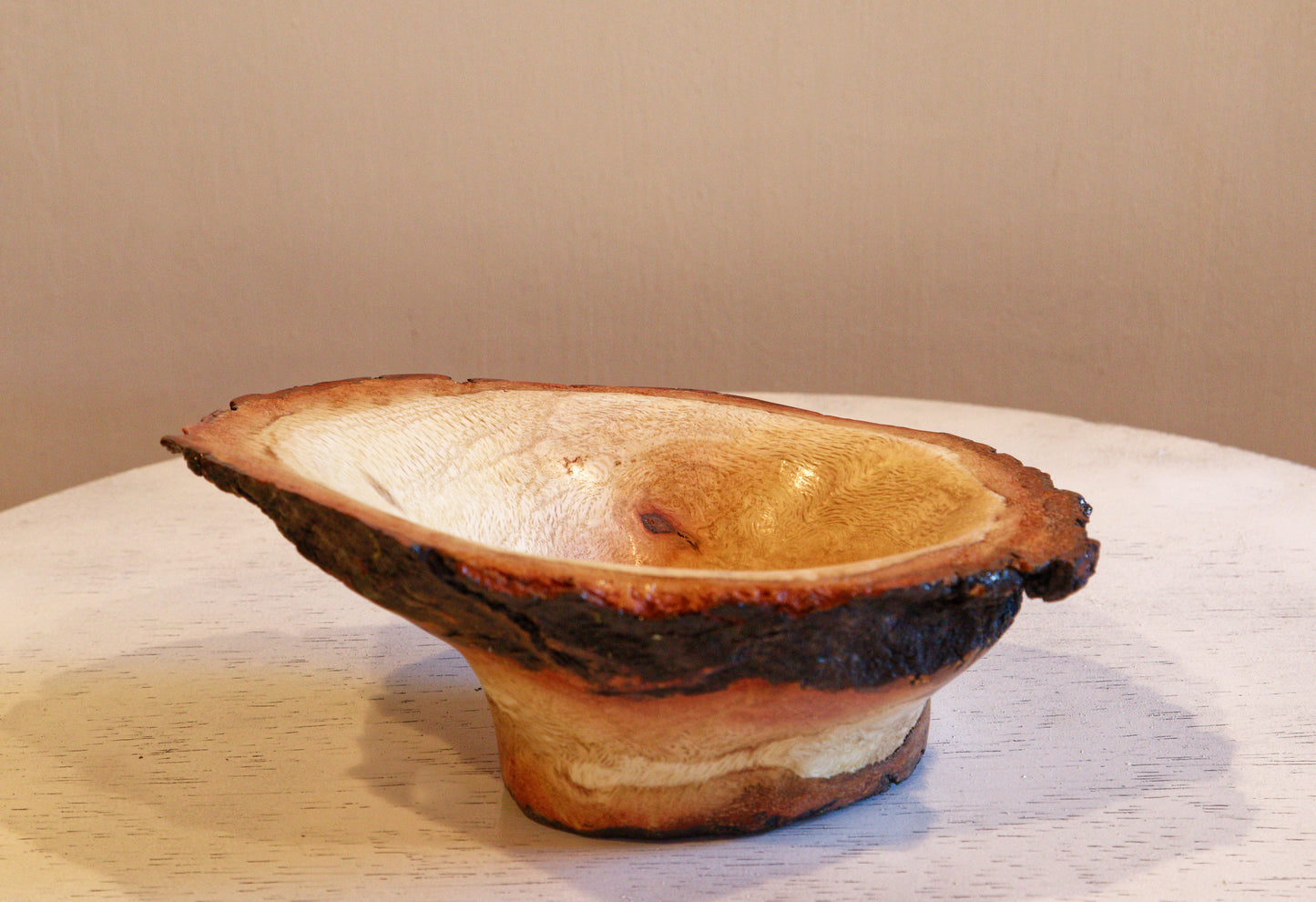 rustic red oak wood bowl, live edge, beautiful grain, reddish orange, brown, 7.75 inches long x 3.25 tall x 5.85’’, 0.95 lb, Wabi Sabi, 568-S