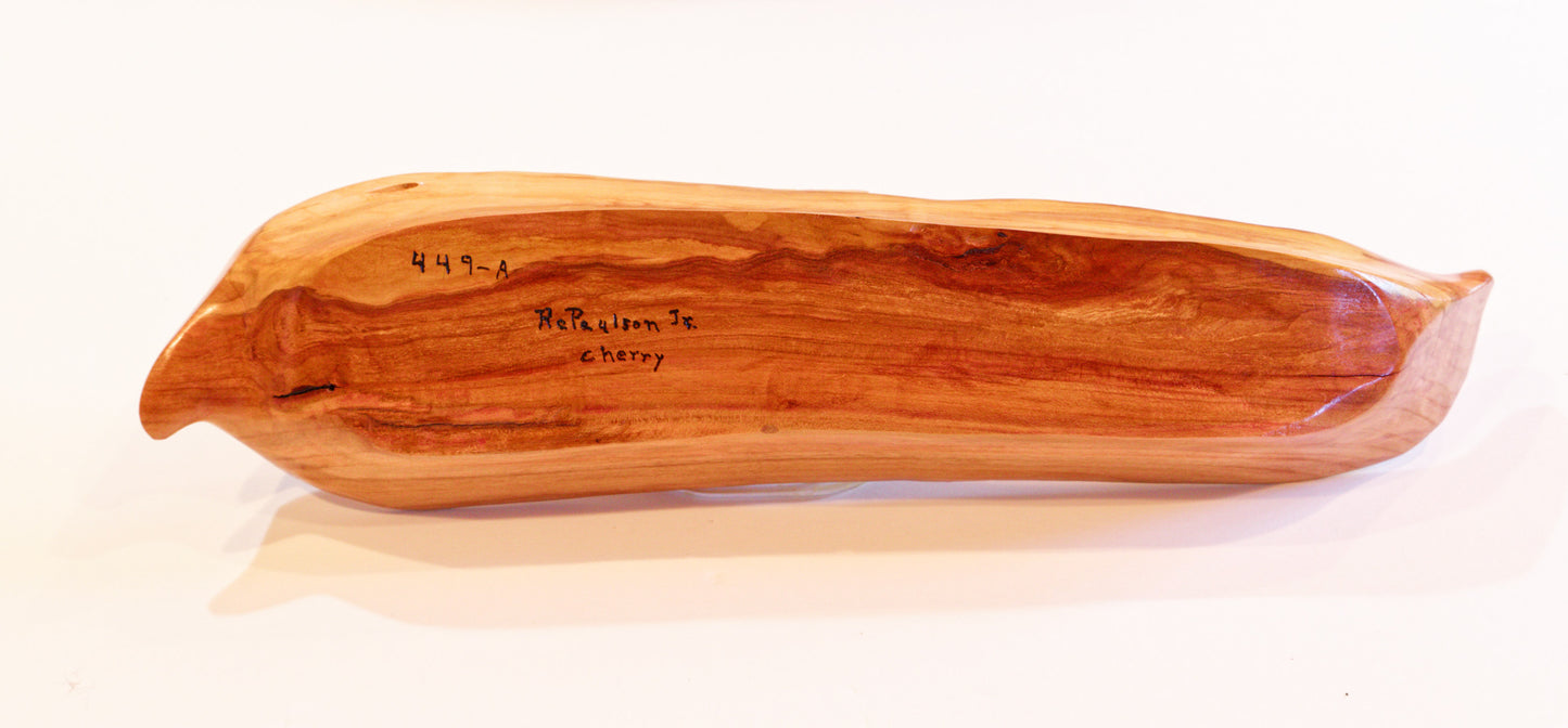 jewelry holder, 16.75 inch long narrow cherry catchall bowl, 449-A