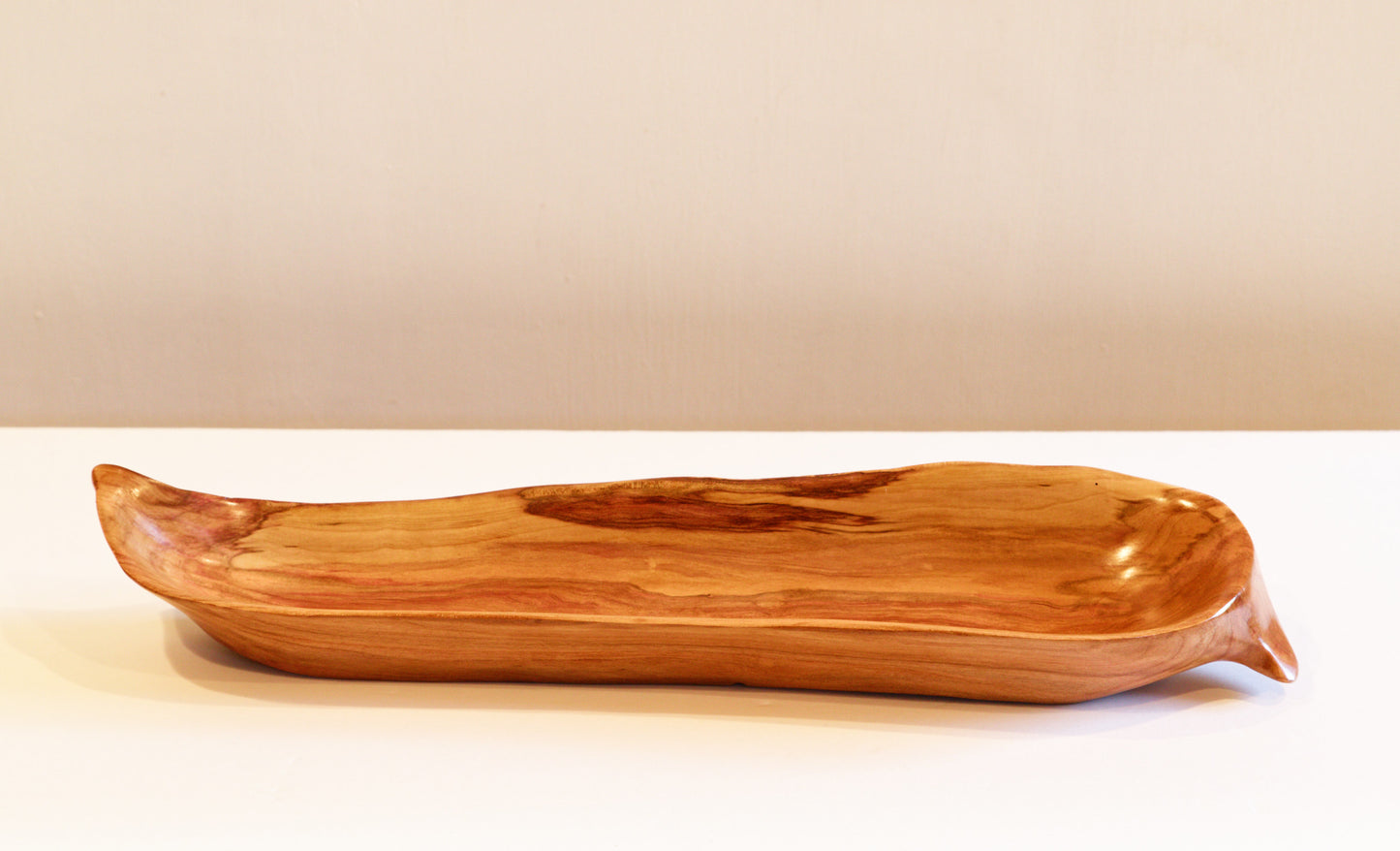 jewelry holder, 16.75 inch long narrow cherry catchall bowl, 449-A