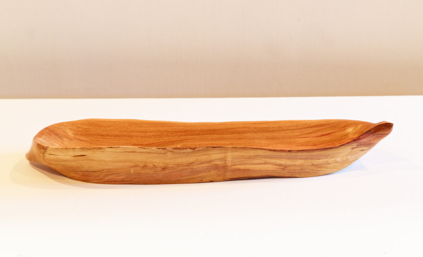 jewelry holder, 16.75 inch long narrow cherry catchall bowl, 449-A