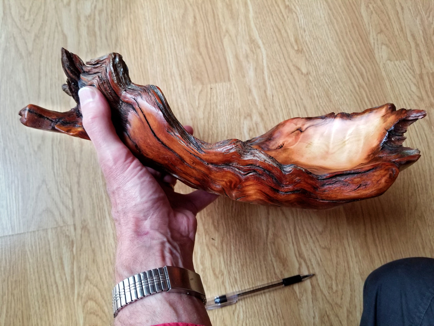 bowl catchall 16" , Ponderosa pine, wood one of a kind, Wabi Sabi wabisabi wabi-sabi no bark, rustic natural primitive twisted shape, 302-B2
