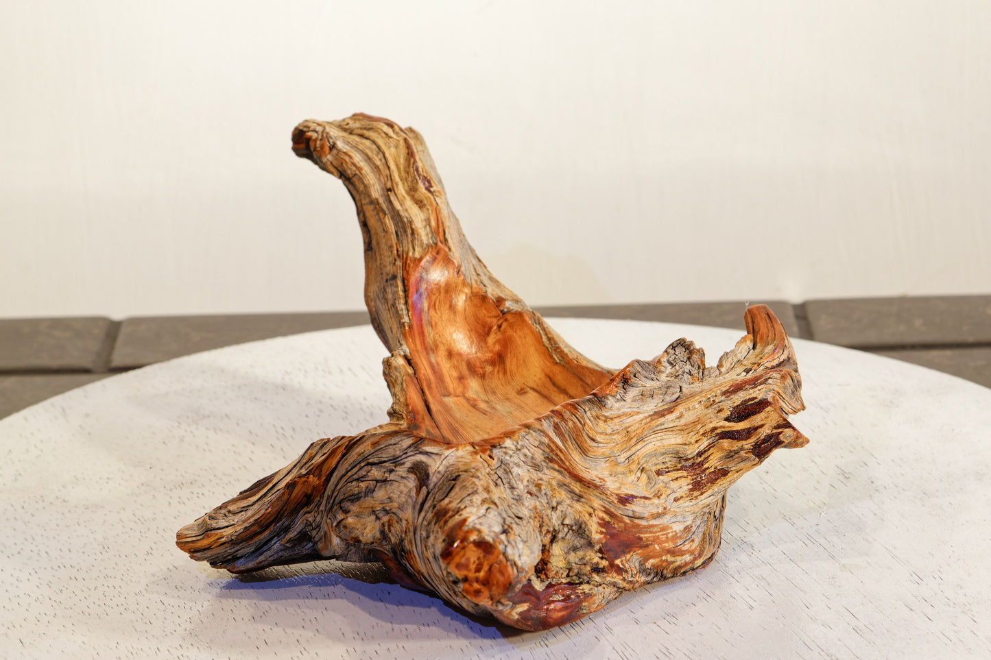Wood catchall bowl sculpture, natural, rustic, live edge yet refined, 12 inch, Wabi Sabi Wasabi, one of a kind, asymmetric, upcycled, 499-C