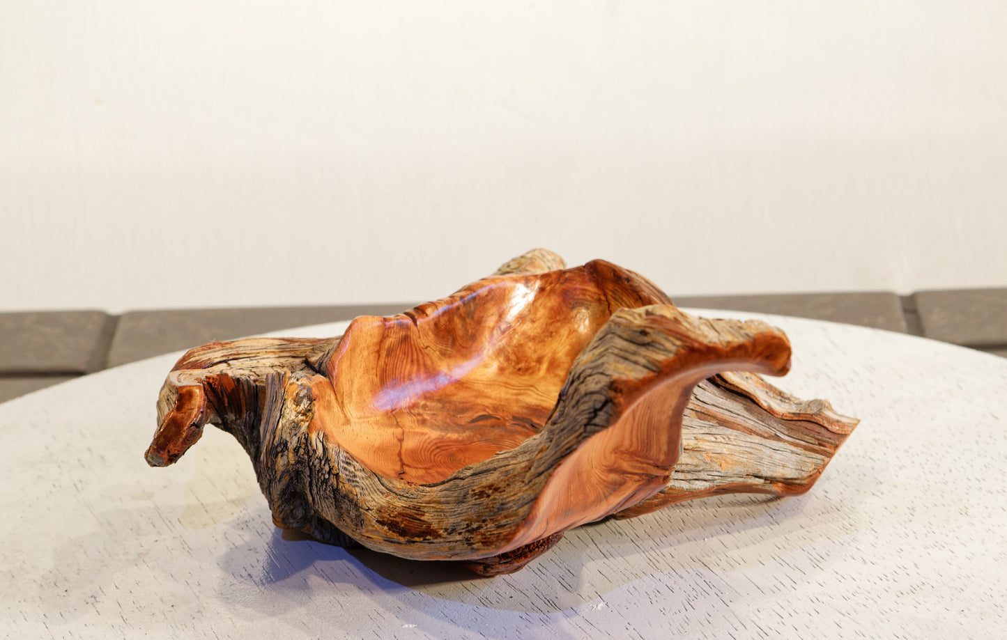 Wood catchall bowl sculpture, natural, rustic, live edge yet refined, 12 inch, Wabi Sabi Wasabi, one of a kind, asymmetric, upcycled, 499-C