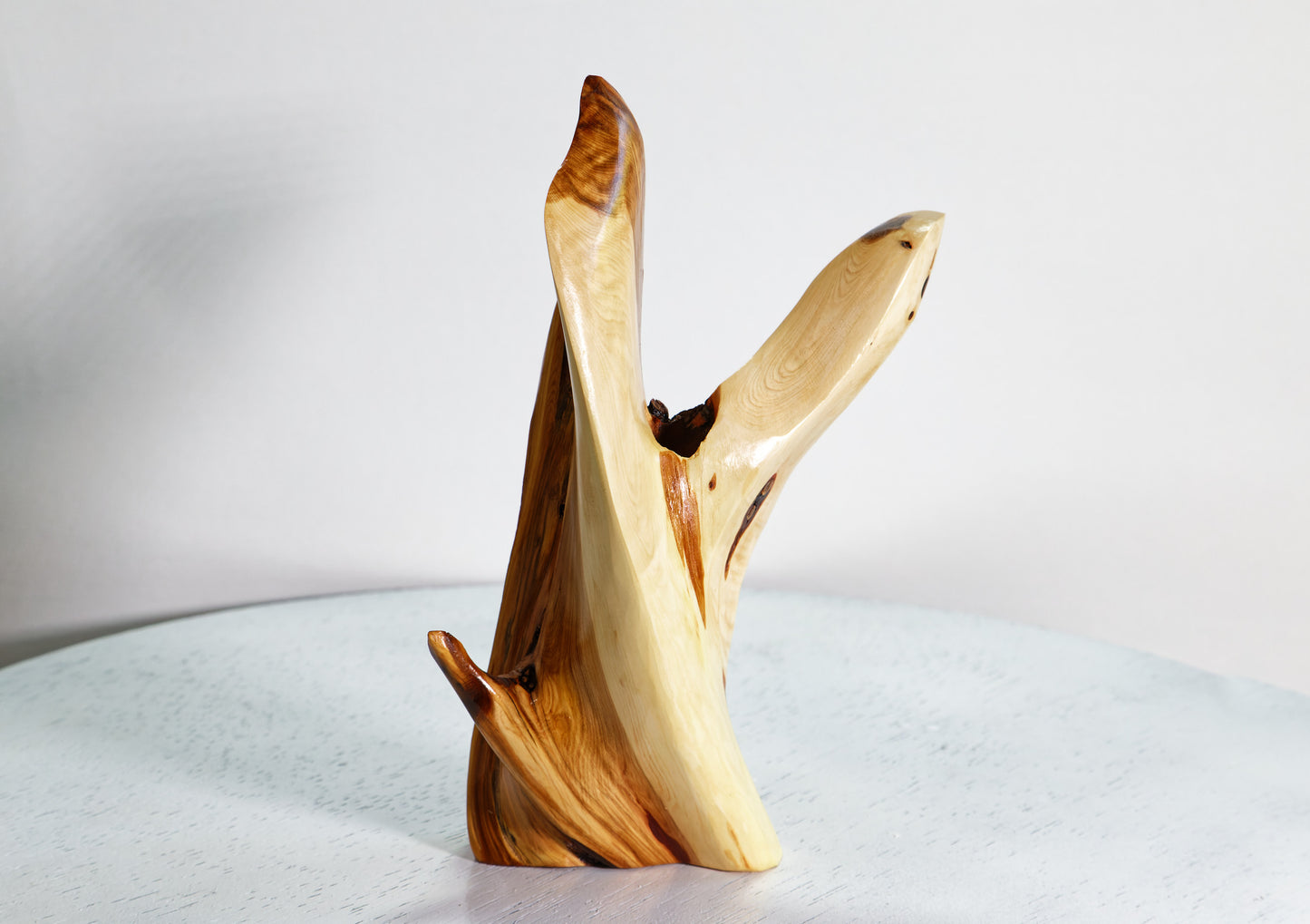 Wood, juniper wood, freeform tabletop sculpture, 8.5" TALL x 4 x 2.5, Wabi Sabi Wasabi wabi-sabi, one of a kind, asymmetric, upcycled, 480-D