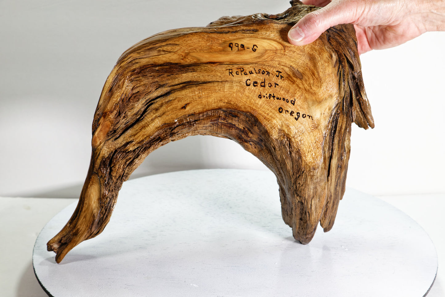 Hook shaped driftwood cedar wood bowl, rustic decorative, curves, Wabi Sabi Wasabi, one of a kind, 14.5 inch long, 4.5" tall, 2 lbs, 999-G,