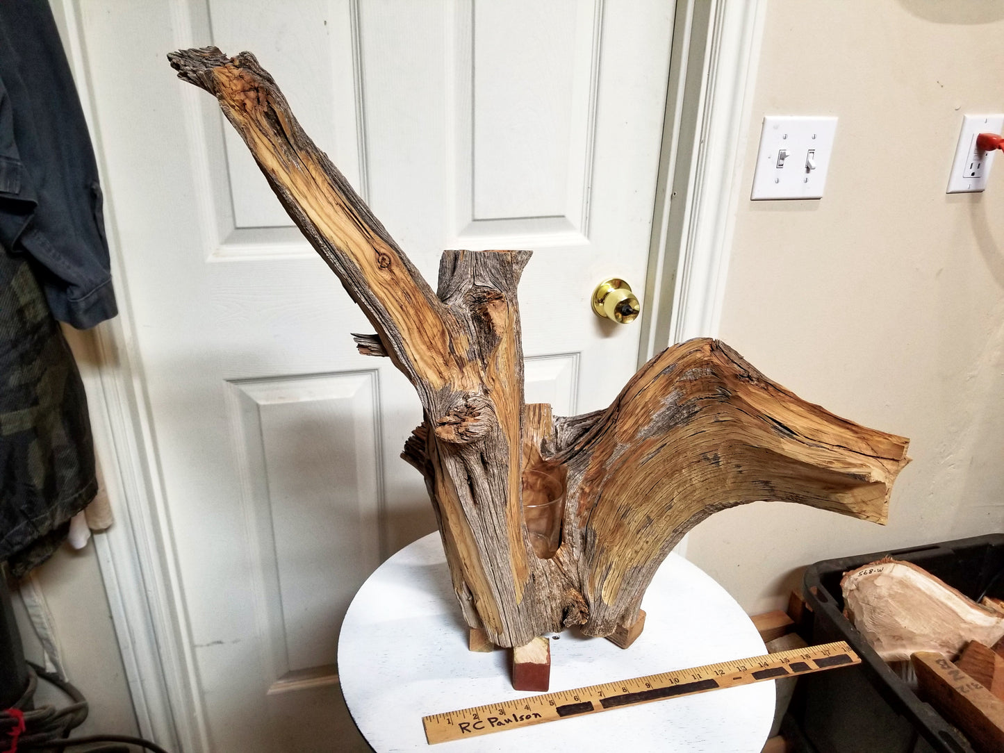 juniper vase planter, Wood, planter, 21 tall x 21 wide x 12'' deep, 7.13 lbs, Wabi Sabi Wasabi wabi-sabi one-of-a-kind, asymmetric, 476-A