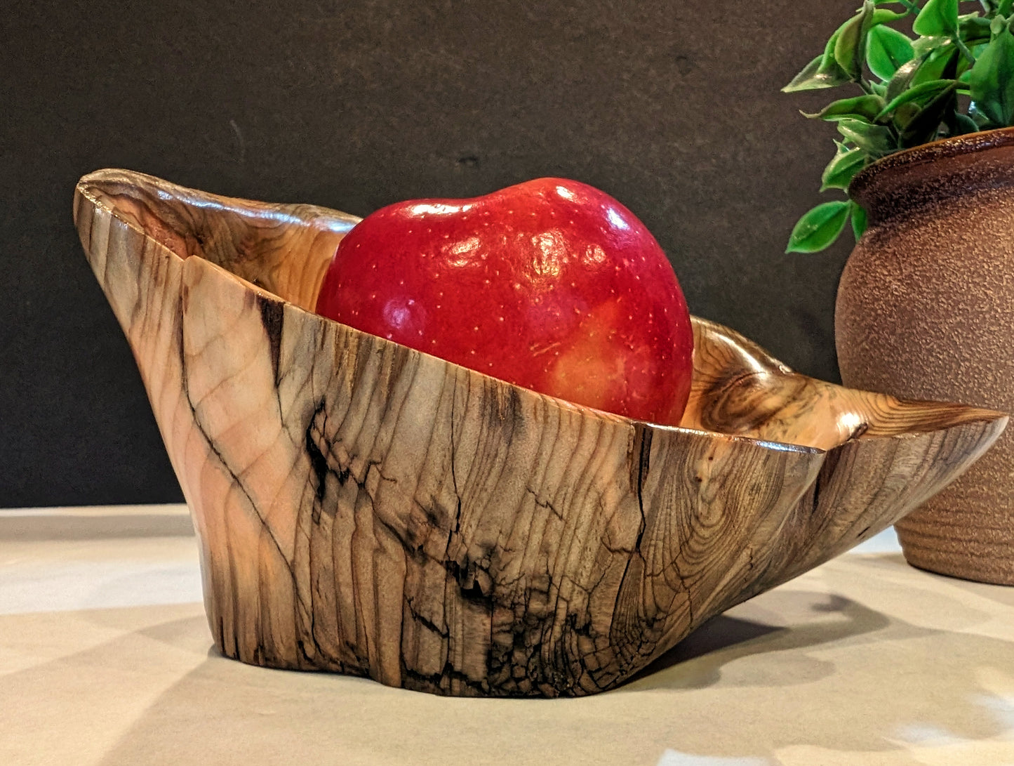 Bowl catchall, Wood, 4.2 tall x 7 x 5.5'', 1 lb., Douglas fir, Wabi Sabi, one-of-a-kind, beautiful grain, asymmetric, upcycled, 571-A4