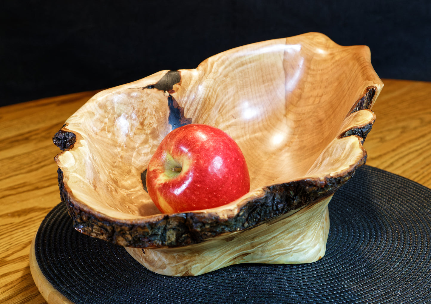figured maple bowl, Wood, platter, 15 x 10 x 5.25'', 2.47 lbs, Wabi Sabi Wasabi wabi-sabi one-of-a-kind, asymmetric, upcycled, 469-K