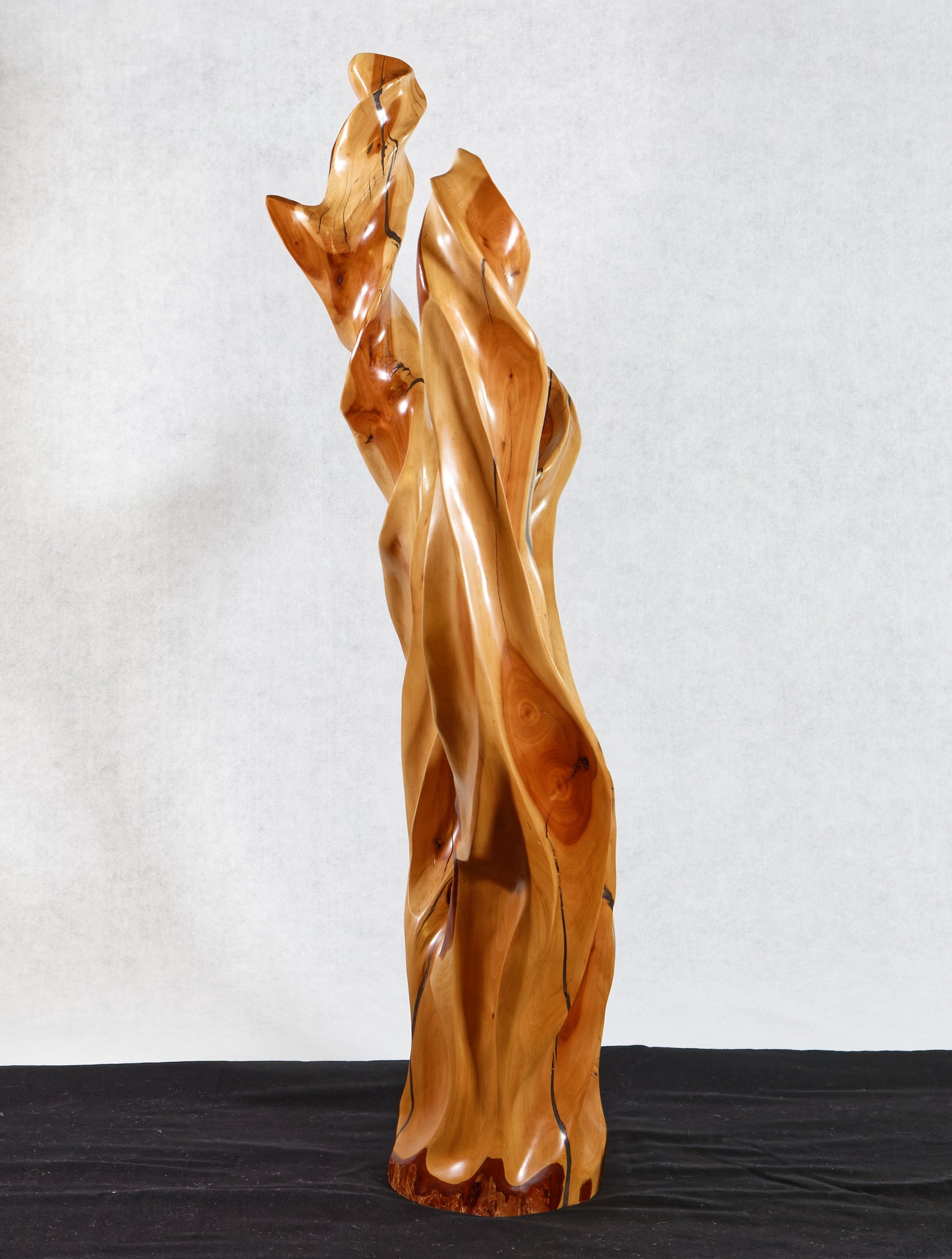 Freeform desktop or floor wood sculpture, 28.5 inch tall, Mountain Mahogany wood, tan yellow gold brown, 586-B1