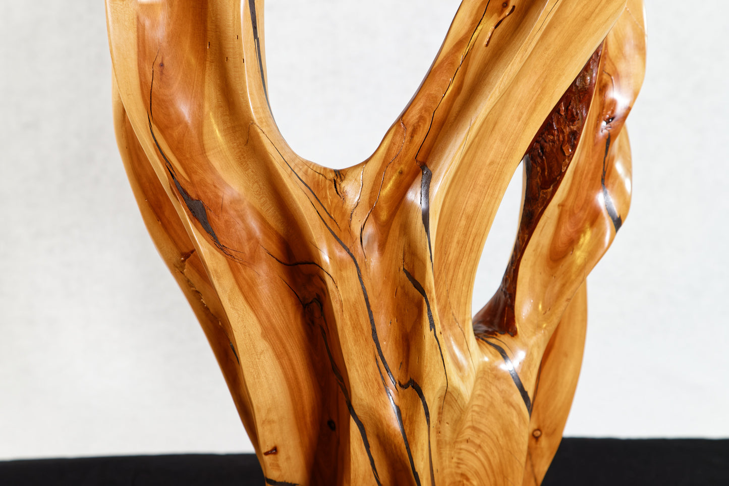 Freeform desktop or floor wood sculpture, 28.5 inch tall, Mountain Mahogany wood, tan yellow gold brown, 586-B1