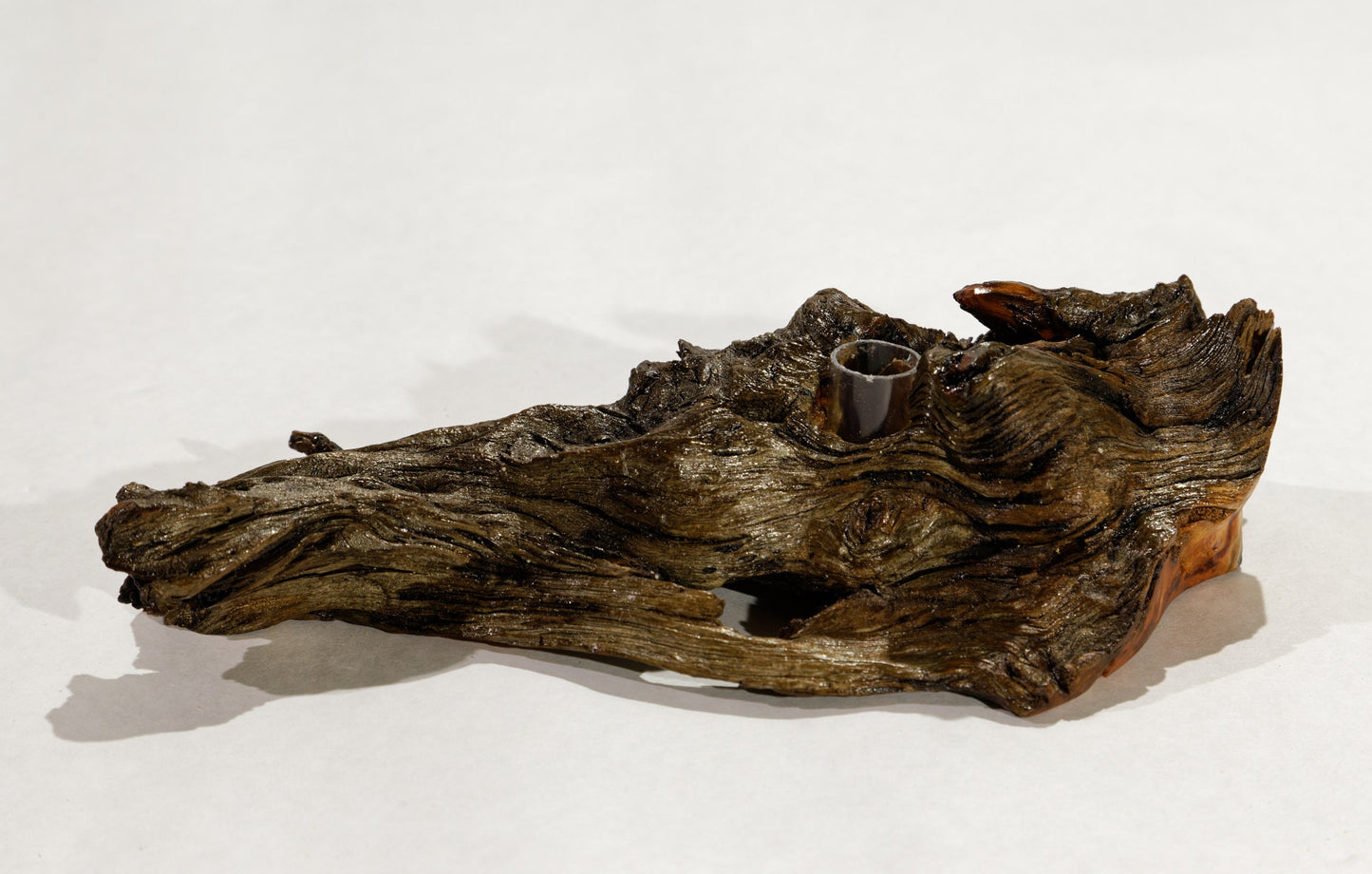 wood bud vase, tabletop sculpture, rustic vase, primitive vase, 2.75 inches tall x 10 x 5, 14 oz, 5/8 inch hole, Wabi Sabi, wooden, 366-A