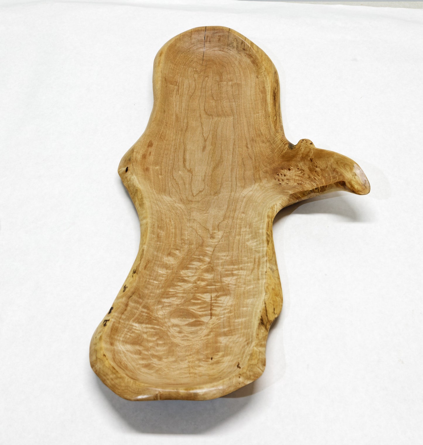 Wood food platter, exotic, walnut, decorative, tabletop, figured wood, tray, decor, curves, 1.75 in tall, 11.5, 23.5, 1 lb, 7 oz, 143-AH2