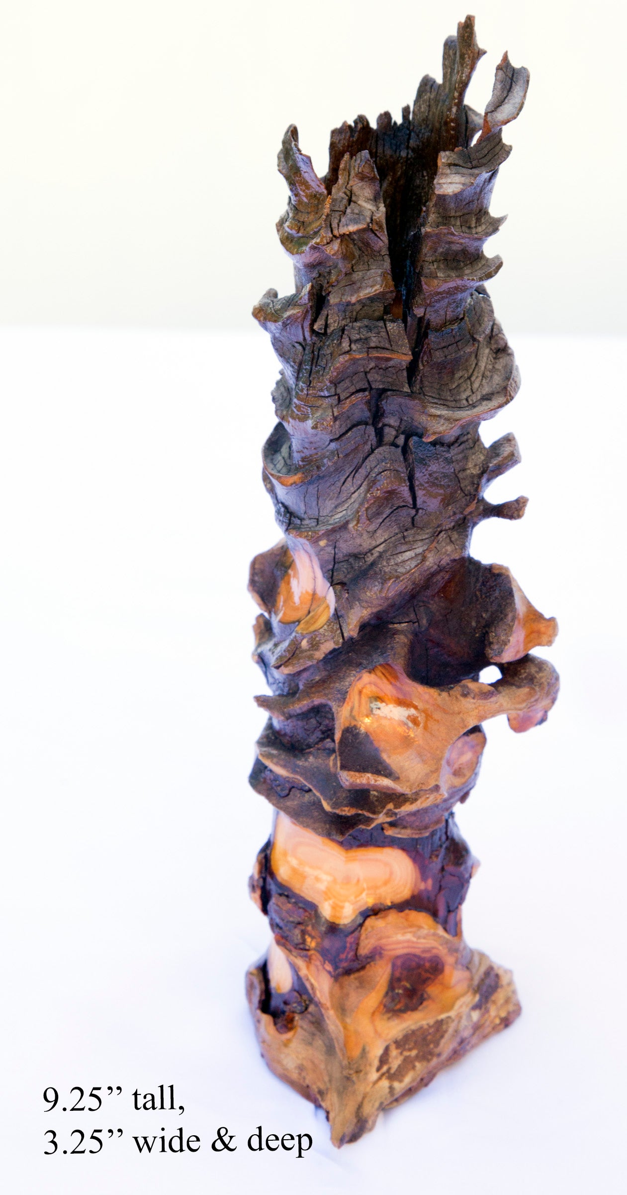 Rustic natural wood knot bud vase with plastic insert, 9.25” tall x 3.9, brown and golden yellow – handmade unique rustic wooden vase