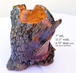Natural rustic asymmetric wood bowl sculpture, old growth Ponderosa pine, live edge bark, 7" tall, 11.5 long, 6.75 wide, decorative, 299-a