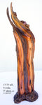 Wood vase, flared branching top, Wabi Sabi, brown maroon gold, asymmetric, upcycled, 18 inches tall x 9 x 5, 223-A