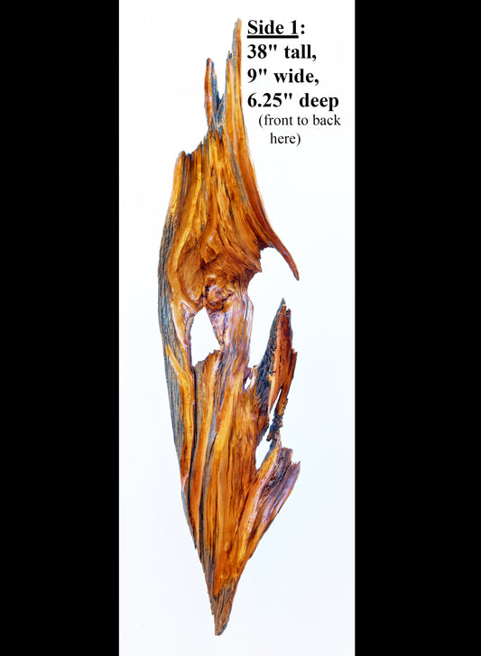 Hanging, wall, rustic, wood sculpture, natural, primitive, reclaimed wood, asymmetric, live wood, handmade, unique, 219-K,  Robert C Paulson Jr