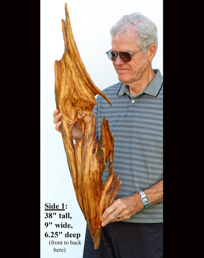 Hanging, wall, rustic, wood sculpture, natural, primitive, reclaimed wood, asymmetric, live wood, handmade, unique, 219-K,  Robert C Paulson Jr
