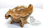 Burl wood bowl sculpture, bark, brown, maroon tinges, live edge, 14.5" long, 13 wide, 10 tall, 5# 11 oz, rich grain figuring, unique, 312-E1
