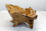 Burl wood bowl sculpture, bark, brown, maroon tinges, live edge, 14.5" long, 13 wide, 10 tall, 5# 11 oz, rich grain figuring, unique, 312-E1
