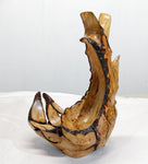 Rustic 2-part wood bowl catchall tabletop, exotic sculpture, asymmetric decor, willow live edge bark, 15" tall x 9 x 8, Wabi Sabi, 430-A