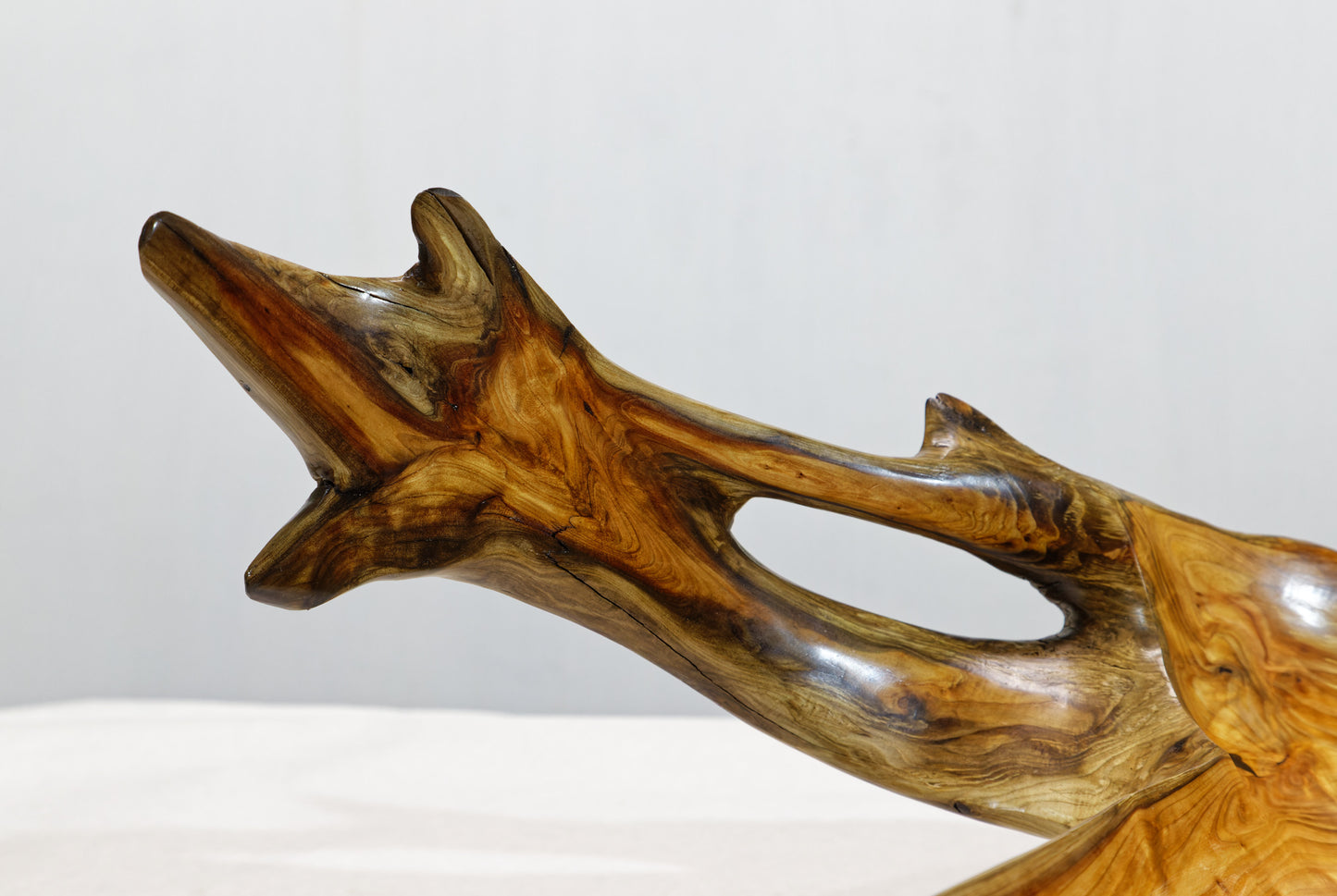 Exotic irregular wood bowl, cedar ocean driftwood, brown gold, branched, unique, rustic smooth, 17 inches long, 12 wide, 9 tall, 1 lb. 15 oz, Arrow arm bowl, 396-A