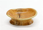 Mini unique wooden bowl sculpture, Pacific Yew, colorful, ring dishes, 5.2 in long x 3.6 wide x 1.8 tall, 4.6 oz, brown tan yellow, 315-B