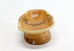 Mini unique wooden bowl sculpture, Pacific Yew, colorful, ring dishes, 5.2 in long x 3.6 wide x 1.8 tall, 4.6 oz, brown tan yellow, 315-B
