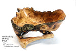 Rustic decorative wood bowl catchall tabletop sculpture, asymmetric decor, willow tree, live edge bark, 12" long x 10 x 8, Wabi Sabi, 432-A